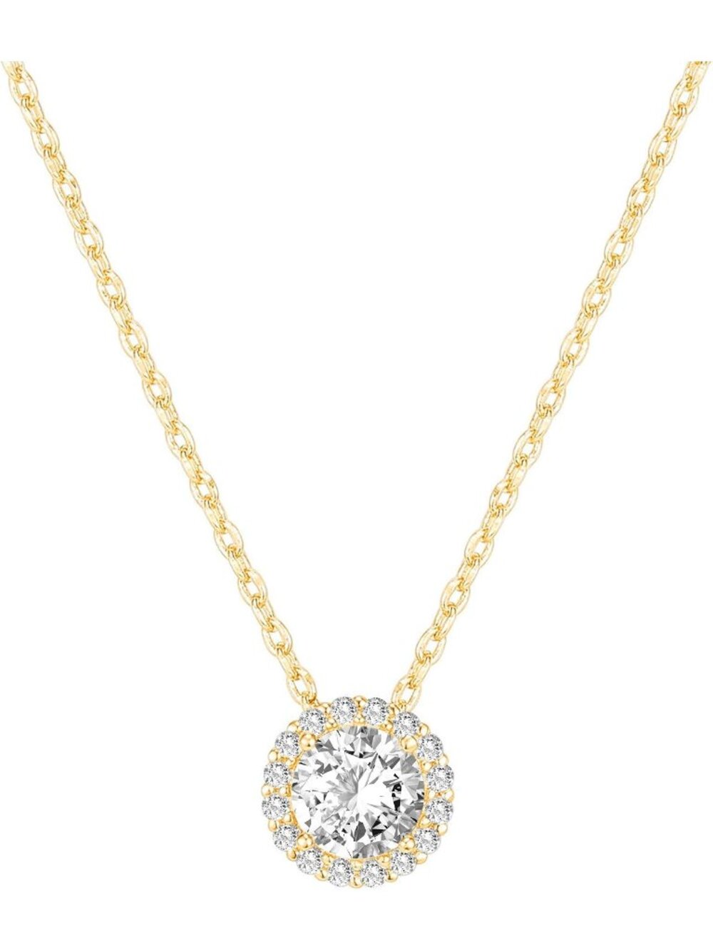 Women's Circle Yellow Gold 14 Gold Plated Pendant Necklace Diamond Adjustable